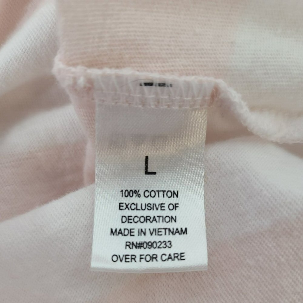 Pacsun Embroidered Bahamas T- Shirt Womens LG -90s Style Crew Striped Pink White - Picture 7 of 8